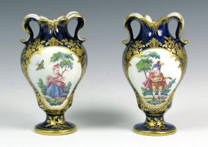 A Pair of Vauxhall Vases decorated by James Giles c. 1764-68
