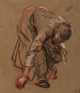 Study of a Harvester, about 1900 Sir George Clausen (1852-1944) Black chalk and pastel on brown paper, 38.8 27.5 cm © The Holburne Museum. Photo © Dan Brown