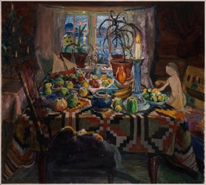 Nikolai Astrup Interior Still Life: Christmas Morning, Oil on canvas 94 x 104 cm Private Collection