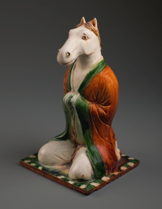 Zodiac figure of the horse China, Henan province, Gongxian region, Tang dynasty, 7th or 8th century Earthenware with sancai glazes, height 22.2 cm Private collection 