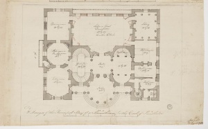 Adam office, design for an unexecuted urban palace for the Earl of Findlater on Portland Place, c.1771-73